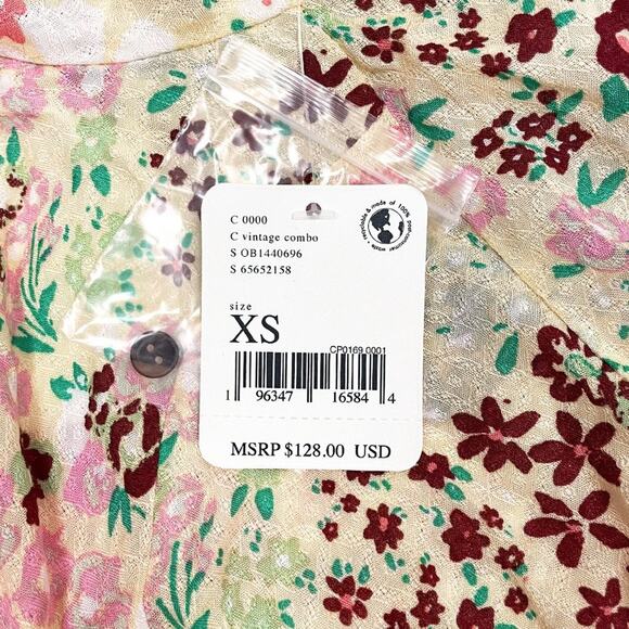 Free People Callie Floral Tunic Extra Small Vintage Combo Boho Cottage Soft Girl - Picture 11 of 14